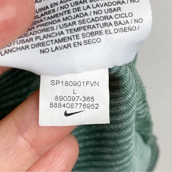 Nike Men's Green Striped Dri-Fit Golf Polo Size L - Picture 7 of 7